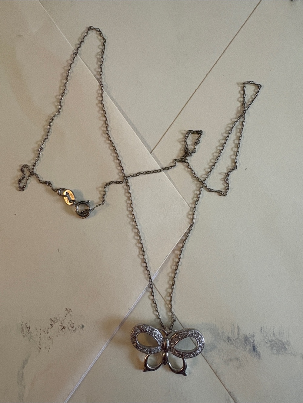 Silver Butterfly Pendant Necklace - Elegant Women's Jewelry